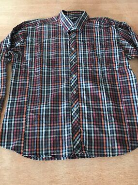 Jared Lang Dress Shirt Men 2XL Brown Plaid Button Up Long Sleeve Collared 18980